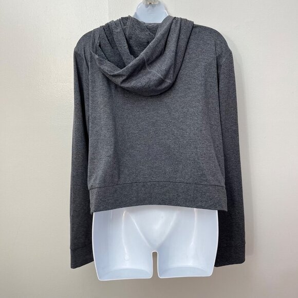 BYLT Essential Cropped Hoodie Charcoal Gray Long Sleeve Top Active Size L - Picture 3 of 7